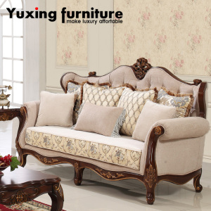 Classic Fabric Sofa with Wood for Living Room Furniture Set