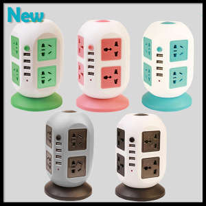 Power Strip with Circuit Breaker Over Current Protector 8 Outlets 4 USB Outputs Ports 2 Metre Power